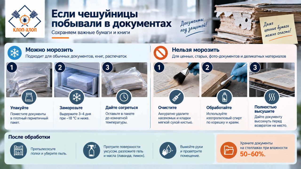 Если чешуйницы побывали в документах и книгах: что делать?